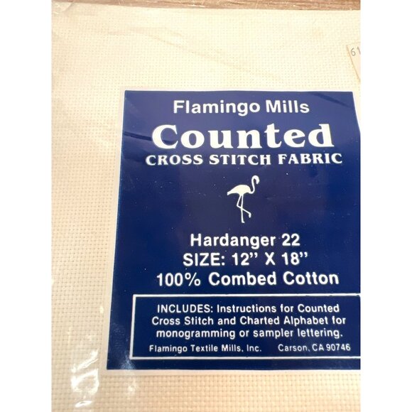 Flamingo Mills Counted Cross Stitch Fabric 12"x18" Hardanger 22 Combed Cotton - Picture 2 of 3